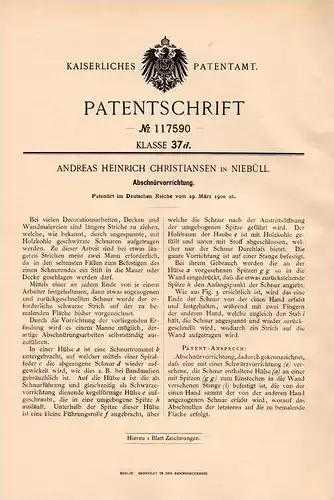 Original Patentschrift - A. Christiansen in Niebüll , Nordfriesland , 1900 , Apparat für Malerei , Maler , Wandmalerei !
