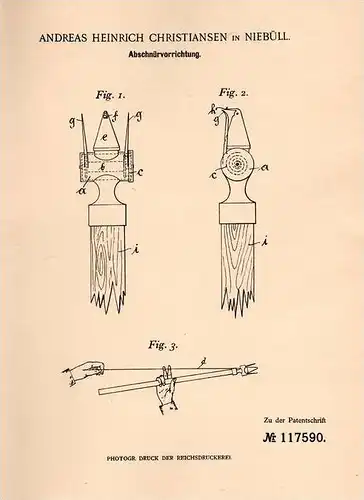 Original Patentschrift - A. Christiansen in Niebüll , Nordfriesland , 1900 , Apparat für Malerei , Maler , Wandmalerei !