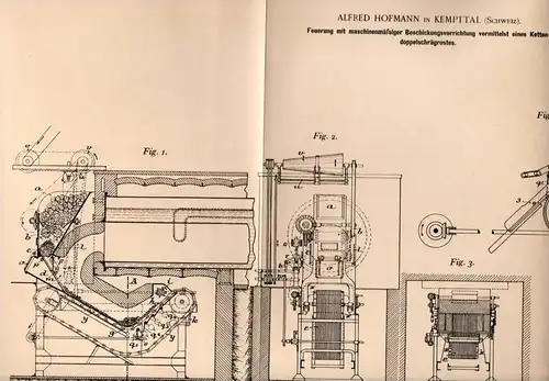 Original Patentschrift - A. Hofmann in Kemptthal , 1900 , Feuerung , Heizung , Ottikon !!!