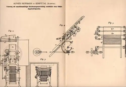 Original Patentschrift - A. Hofmann in Kemptthal , 1900 , Feuerung , Heizung , Ottikon !!!