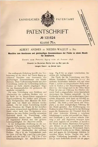 Original Patentschrift - A. Andres in Nieder - Walluf a. Rh. , 1900 , Maschine für Schuh - Absätze , Schuster , Niederwa