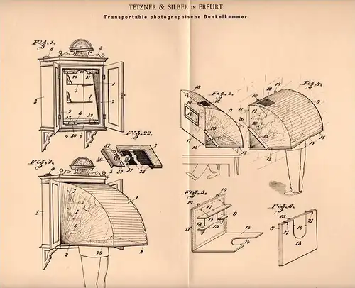 Original Patentschrift - Tetzner & Silber in Erfurt , 1901 , Dunkelkammer für Photographie , Photografie , Fotografie !!