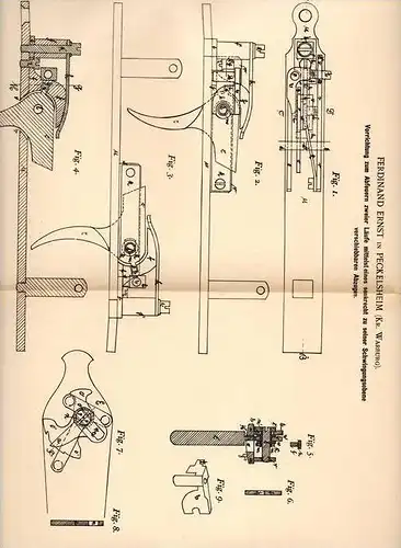 Original Patentschrift - F. Ernst in Peckelsheim b. Willebadessen , Kr. Harburg , 1892 , Gewehr mit verschiebbarem Abzug