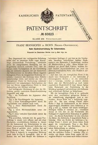 Original Patentschrift - F. Bernhofer in Horn , Nieder - Österreich ,1891,Kehrapparat für Schornstein , Schornsteinfeger