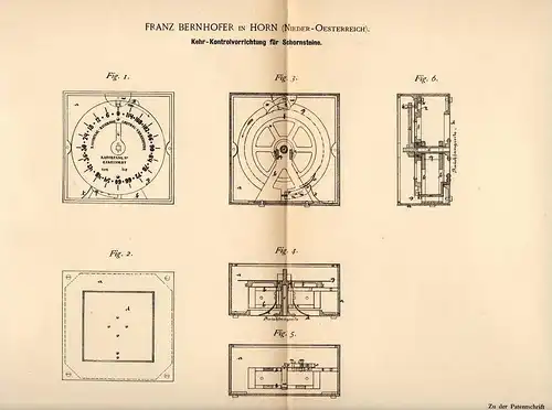 Original Patentschrift - F. Bernhofer in Horn , Nieder - Österreich ,1891,Kehrapparat für Schornstein , Schornsteinfeger