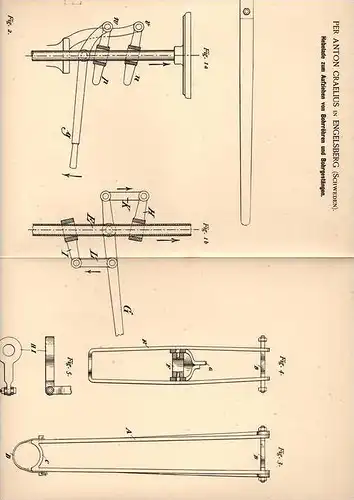 Original Patentschrift - Per A. Craelius in Engelsberg b. Fagersta , Schweden , 1889 , Apparat für Bohrer , Bergwerk !!!