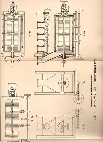 Original Patentschrift - Karl Pantermüller in Hertha b. Sagard auf Rügen ,1889, Zerkleinerungsmaschine für Schlemmkreide