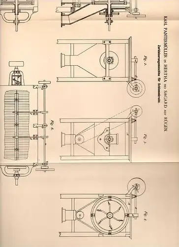 Original Patentschrift - Karl Pantermüller in Hertha b. Sagard auf Rügen ,1889, Zerkleinerungsmaschine für Schlemmkreide