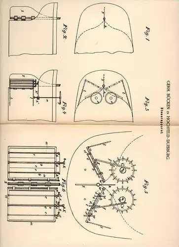 Original Patentschrift - G. Bücken in Hochfeld - Duisburg , 1889 , Steuerapparat für Schiffe , Schiff !!!