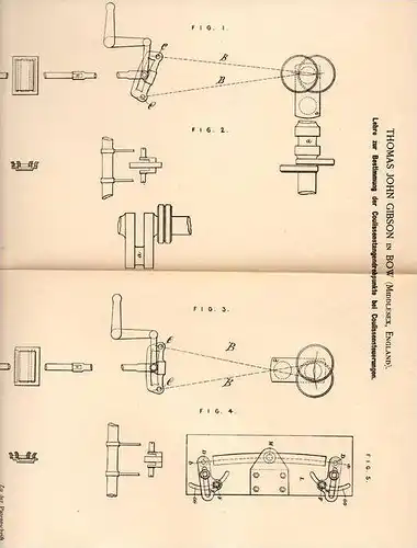 Original Patentschrift - T. Gibson in Bow , Middlesex , 1889 , Lehre für Coulissen !!!