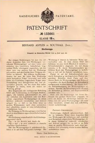 Original Patentschrift - B. Asplen in Southall , England , 1901 , Strassenegge !!!