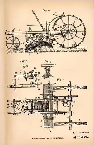 Original Patentschrift - F. Dorenkamp in Gillrath b. Geilenkirchen , 1905 , Kartoffel - Erntemaschine , Landwirtschaft !