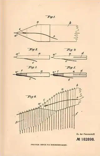Original Patentschrift - Hugo von Friedland in Greiz i.V., 1906 , Vorrichtung für Litzen !!!