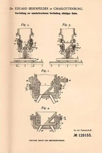Original Patentschrift - Dr. Eduard Besemfelder in Charlottenburg , 1899 , Apparat für Kohle und Koks !!!