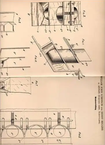 Original Patentschrift - W. Robinson und H. Higgins in Annan , Dumfries - Shire , 1901 , Wendeapparat  für Malz !!!