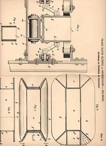 Original Patentschrift - F. Klöppel in Heddersdorf b. Neuwied , 1899 , Apparat zur Kunststein - Herstellung , Bau !!!