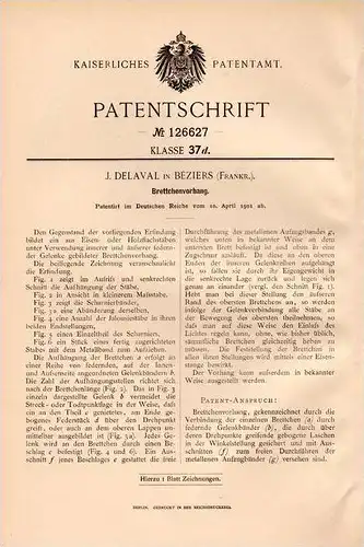 Original Patentschrift - J. Delaval in Béziers , 1901 , Brettchenvorhang !!!