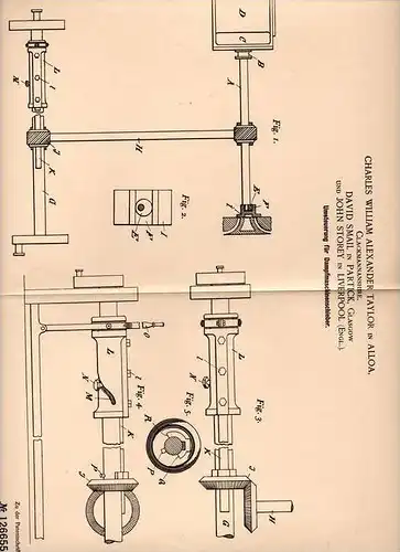 Original Patentschrift - C. Taylor und D. Smail in Alloa und Partick , 1900 , Steuerung für Dampfmaschine !!!