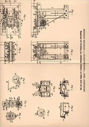 Original Patentschrift - H. Siegmann in Grossenwieden b. Hessisch Oldendorf , 1900 , Schranke für Zug , Eisenbahn !!!