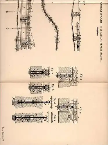 Original Patentschrift - M. Brochet in Levallois-Perret , 1899 , Hängebahn , Seilbahn , Bergbahn !!!