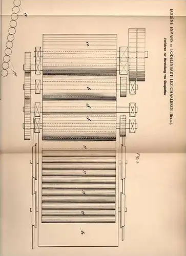 Original Patentschrift - Eugene Esmans in Lodelinsart lez Charleroi , Belgien , 1902, Herstellung von Glasplatten , Glas