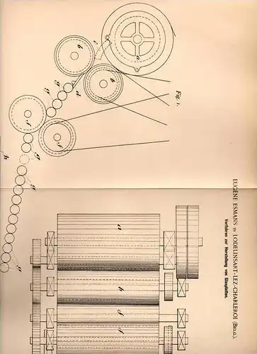 Original Patentschrift - Eugene Esmans in Lodelinsart lez Charleroi , Belgien , 1902, Herstellung von Glasplatten , Glas