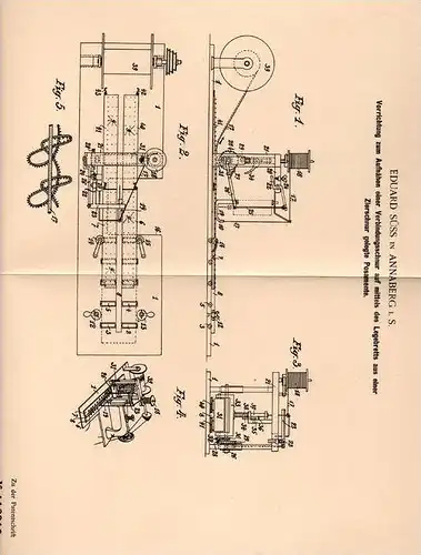 Original Patentschrift - Eduard Süss in Annaberg i.S., 1900 , Apparat zum Nähen einer Zierschnur auf Posamente , Näherei