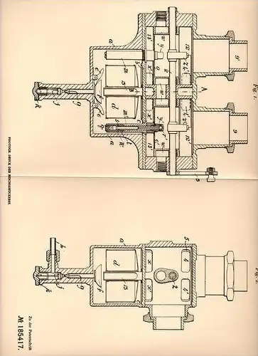 Original Patentschrift - F. Smith in Datchet , England , 1904 , Vergaser für Mehrzylinder - Motoren , Carburator !!!