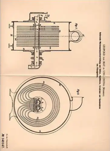 Original Patentschrift - Leopold von May in Ungarisch Ostra , 1902 , Rotierender Wärmetauscher , Uhersky Ostroh!!!