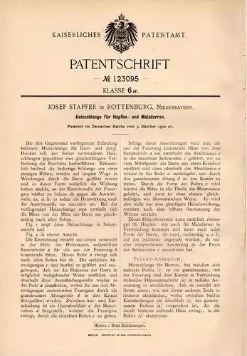 Original Patentschrift - J. Stapfer in Rottenburg a.d. Laaber , 1900, Heizschlange für Hopfen und Malz , Brauerei , Bier