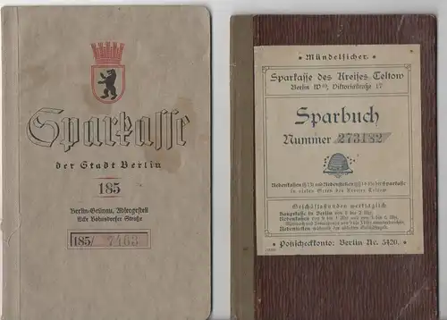 Sparbuch - Sammlung ab 1918 !!! Berlin und Umgebung , Schorfheide , Sparkasse , Bank , Geld !!!