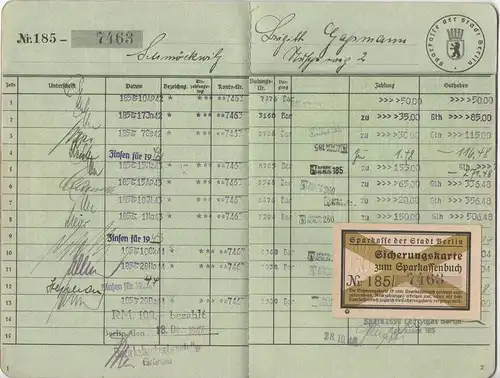 Sparbuch - Sammlung ab 1918 !!! Berlin und Umgebung , Schorfheide , Sparkasse , Bank , Geld !!!