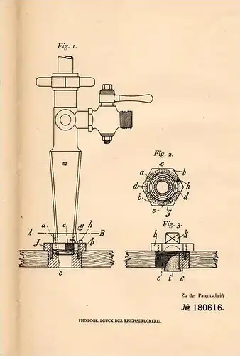 Original Patentschrift - O. Ostermann in Muskau , Oberlausitz ,1906, Bajonett - Verschluß für Zapfhahn , Bierfass , Bier