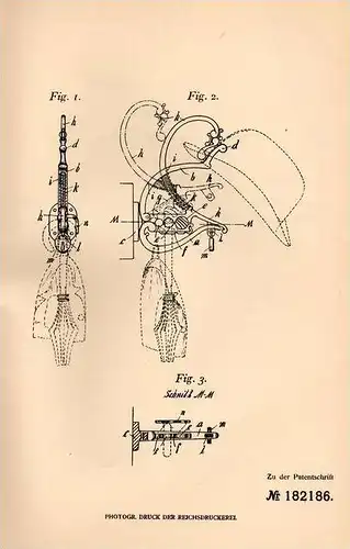 Original Patentschrift - H. Wulfert in Taucha b. Leipzig ,1906, Garderobenhalter mit Stock- und Schirmhalter , Garderobe