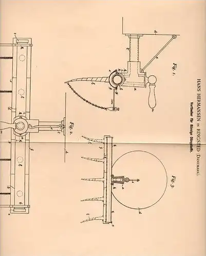 Original Patentschrift - H. Hermansen in Ringstedt , Dänemark , 1900 , Verteiler für flüssigen Dünger , Landwirtschaft !