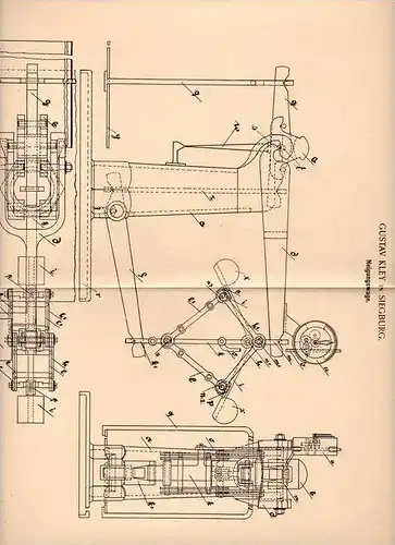 Original Patentschrift - Gustav Kley in Siegburg , 1902 , Neigungswage , Wage !!!