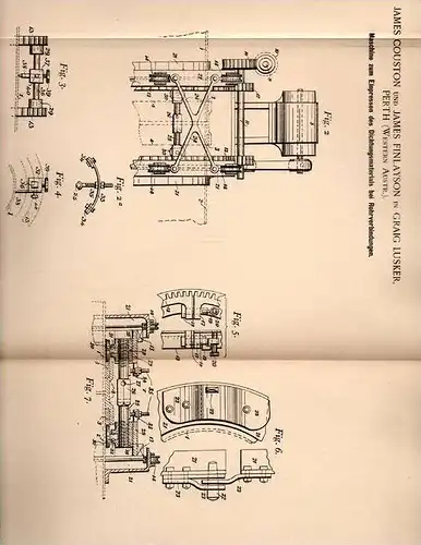 Original Patentschrift - J. Couston , J. Finlayson in Graig Lusker , Perth , 1900 , Maschine zum Einpressen !!!