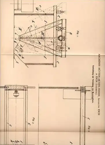 Original Patentschrift - Hütten Aktien-Verein in Esch , Luxemburg , 1902 , Anlage zur Verladung von Gütern !!!