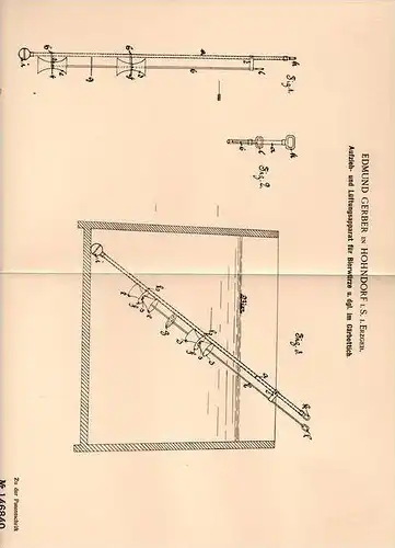 Original Patentschrift - Edmund Gerber in Hohndorf i.S., 1902 , Apparat für Bierwürze im Gärbottich , Bier , Brauerei !!