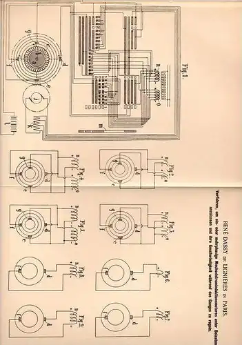 Original Patentschrift - René Dassy de Ligniéres in Paris , 1901 , Wechselstrom - Induktionsmotor , Regelung !!!