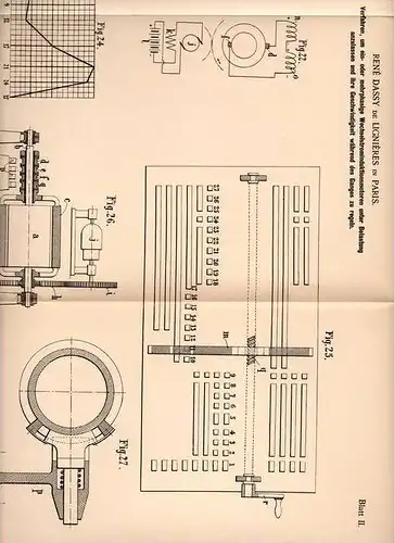 Original Patentschrift - René Dassy de Ligniéres in Paris , 1901 , Wechselstrom - Induktionsmotor , Regelung !!!