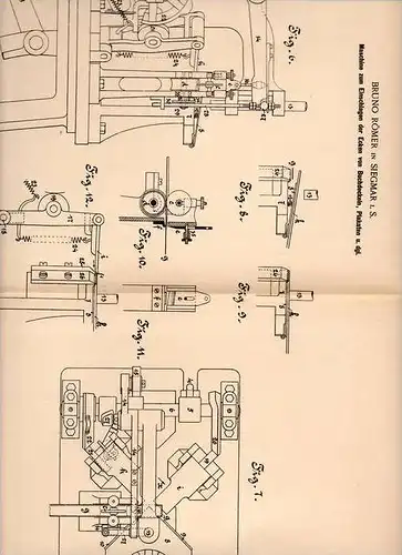 Original Patentschrift - B. Römer in Siegmar b. Chemnitz i. Sa. , 1901 , Maschine zum Einschlagen von Büchern , Plakaten