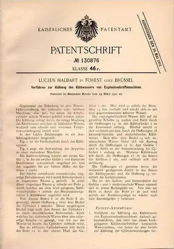Original Patentschrift - Lucien Halbart in Forest chez Brüssel , 1901 , Kühlung von Explosionskraftmaschinen , Motoren !