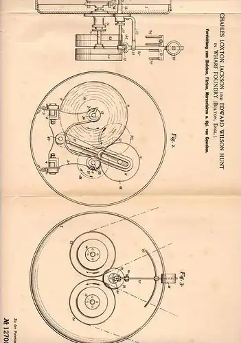 Original Patentschrift - Ch. Jackson und E. Hunt in Wharf Foundry , Bolton ,1900, Apparat zum Gewebe Bleichen und Färben