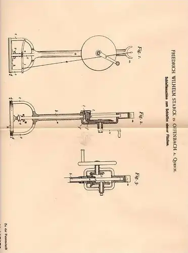 Original Patentschrift - F. Starck in Offenbach a.d. Queich , 1901 , Schleifmaschine , Kunststein , Steinmetz !!!