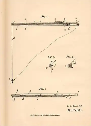 Original Patentschrift - M. Dattner in Blansko / Blanz , Östr. - Mähren ,1905, Terrainprofil mit Wasserwage und Messband