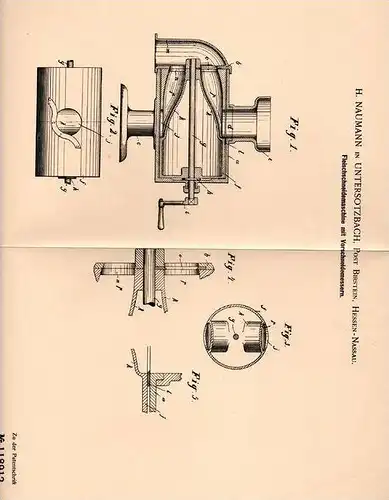 Original Patentschrift - H. Naumann in Untersotzbach , Post Birstein , Hessen - Nassau , 1900 , Fleischschneidemaschine