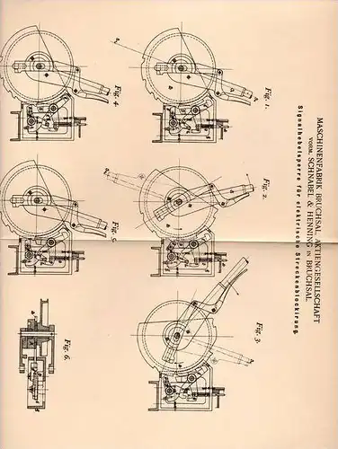 Original Patentschrift - Schnabel & Henning in Bruchsal , 1900 , Signalsperre für Streckenblockierung , Eisenbahn !!!