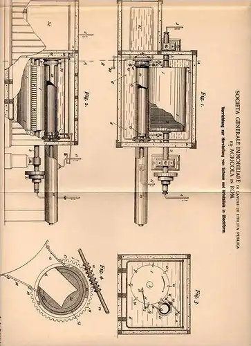Original Patentschrift -  Societa Immobiliare ed Agricola in Rom , 1900 , Apparat für Eis und Schnee !!!
