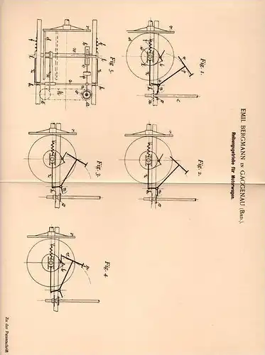 Original Patentschrift - E. Bergmann in Gaggenau , 1902 , Reibungsgetriebe für Motorwagen , Automobile !!!